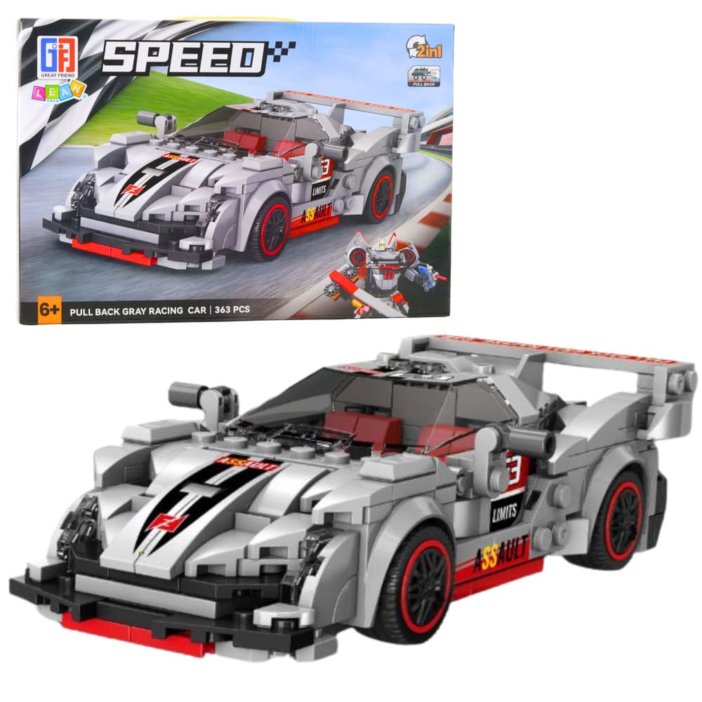 Konstrukcijski bloki LEAN TOYS 2v1: Športni avto ali robot (363 delov)