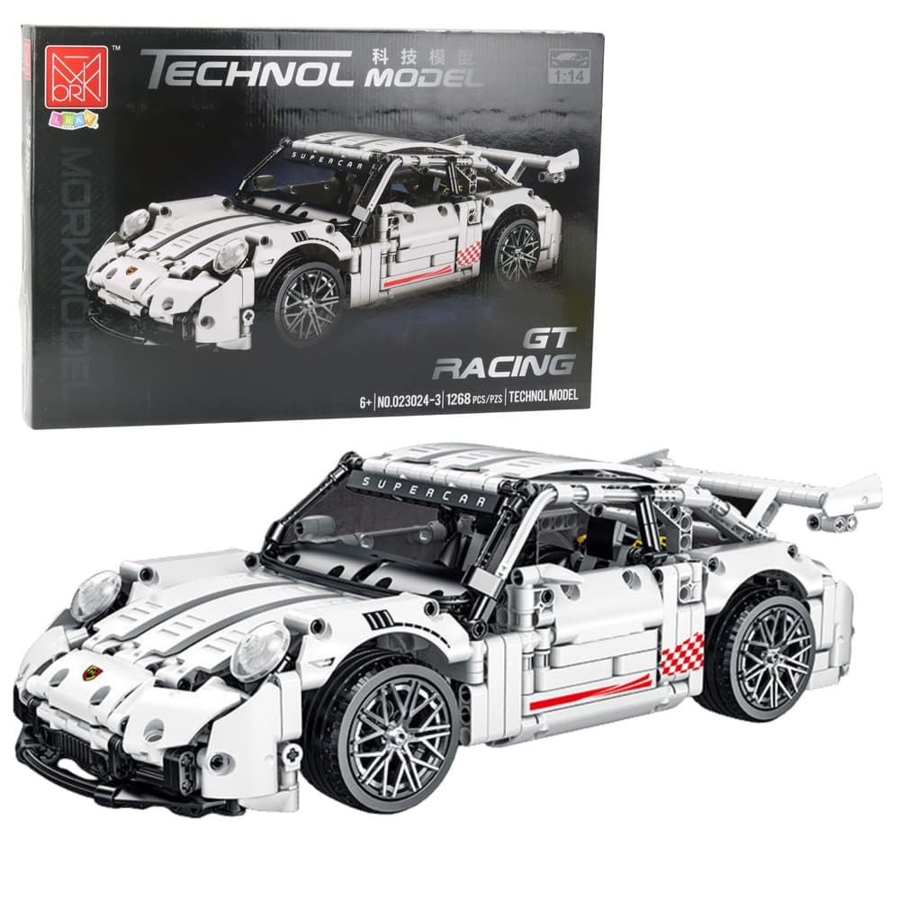 LEAN TOYS Klocki Konstrukcyjne Športni Avto GT Racing Beli, 1:14, 1268 el.