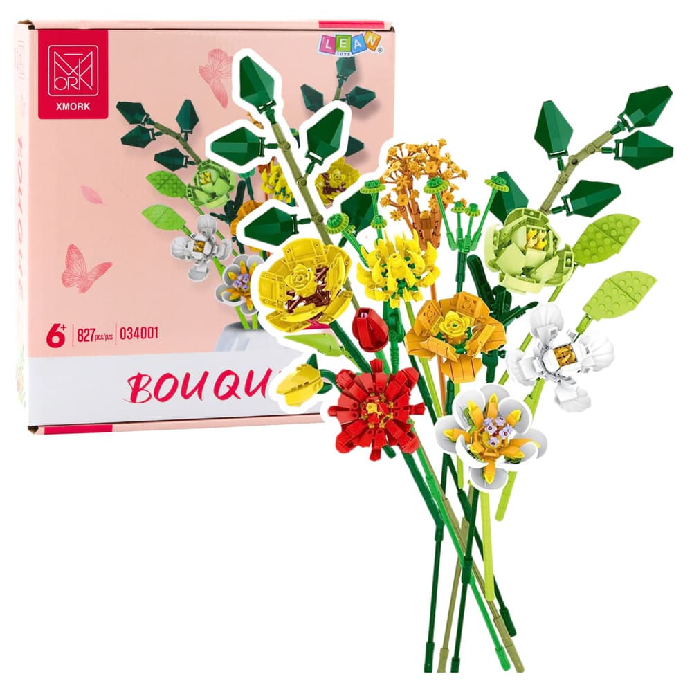 Gradbene kocke LEAN TOYS – Dekorativni šopek cvetlic (827 el.)