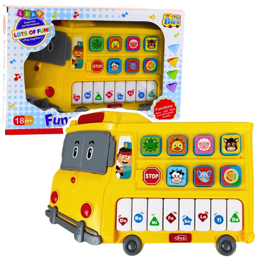 LEAN TOYS Edukativno pianino avtobus, rumen