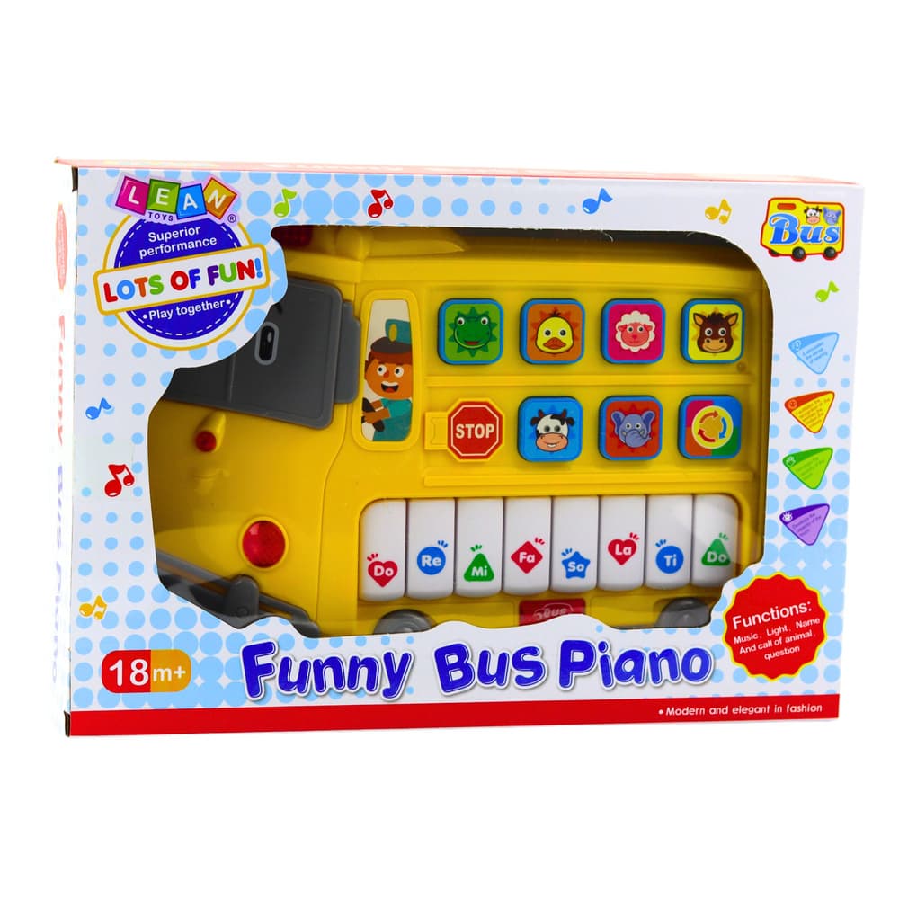 LEAN TOYS Edukativno pianino avtobus, rumen 3