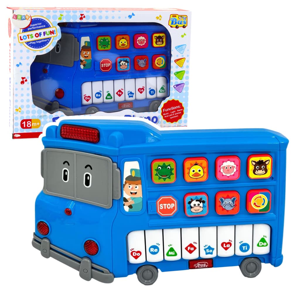 LEAN TOYS Edukativno pianino avtobus, moder