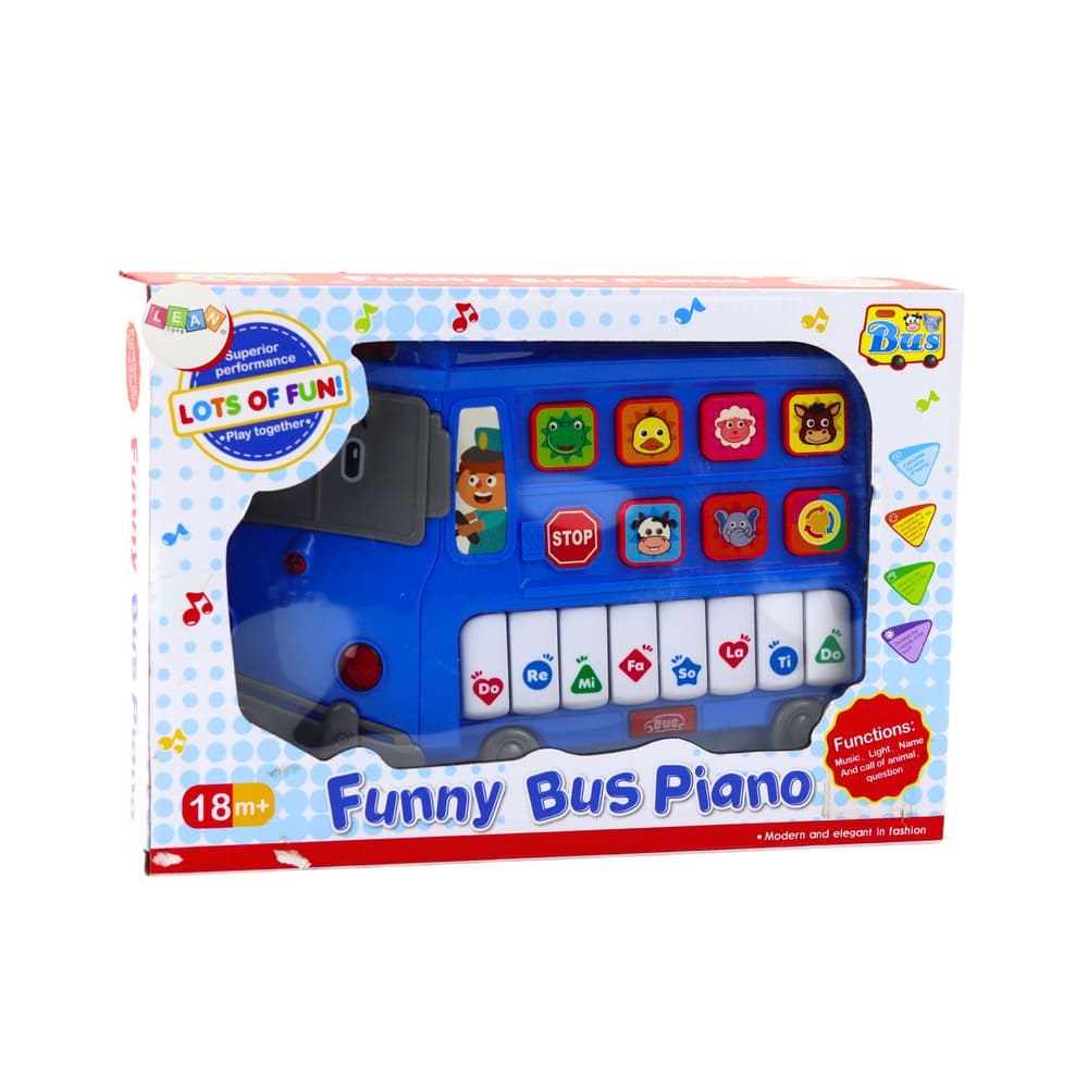 LEAN TOYS Edukativno pianino avtobus, moder 3