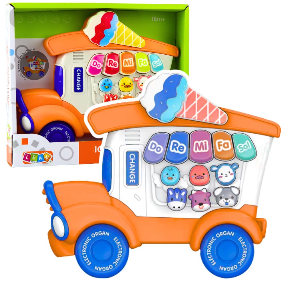 LEAN TOYS Edukativno pianino, sladoledarnica, oranžno