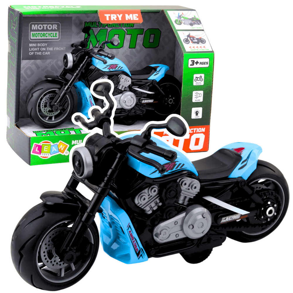 LEAN TOYS Motocikel modre barve z lučmi in zvoki na baterije