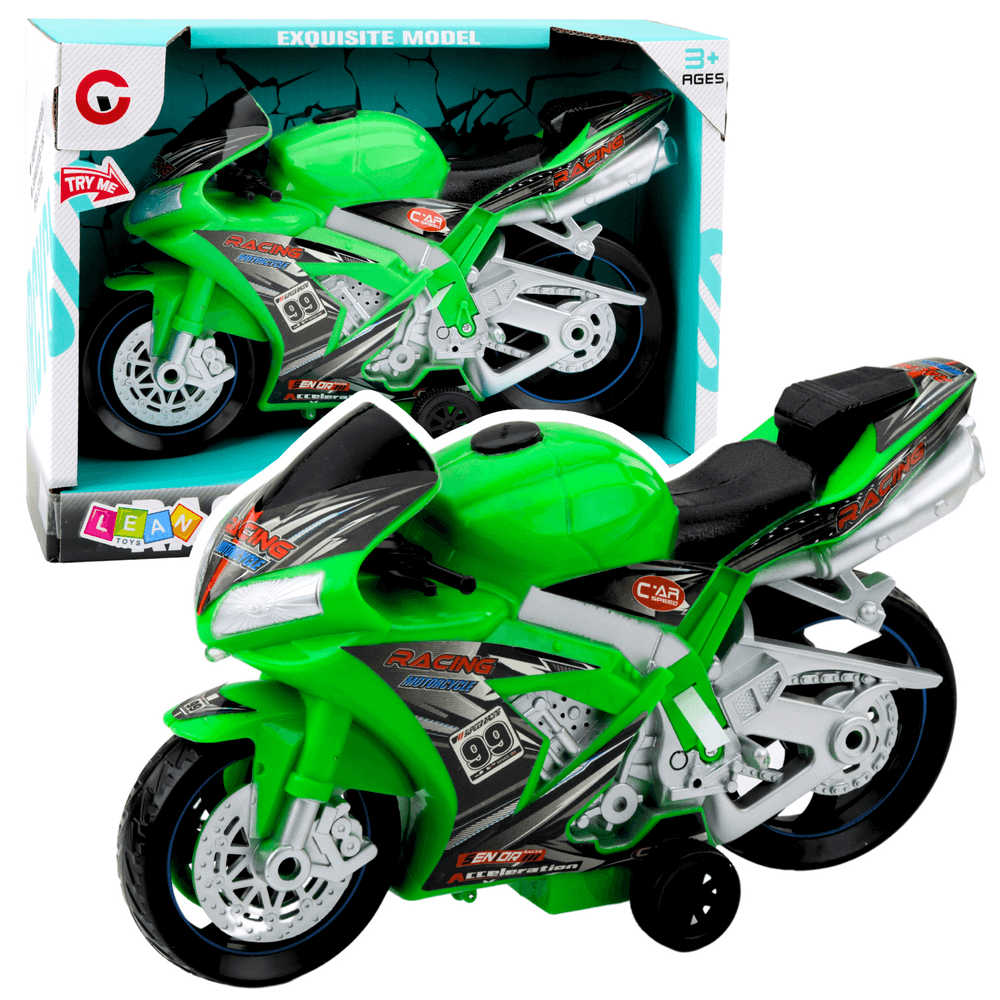 LEAN TOYS Dirkaški motor zelene barve z lučmi in zvoki