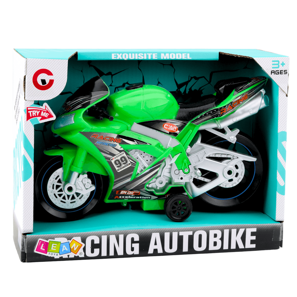 LEAN TOYS Dirkaški motor zelene barve z lučmi in zvoki 4