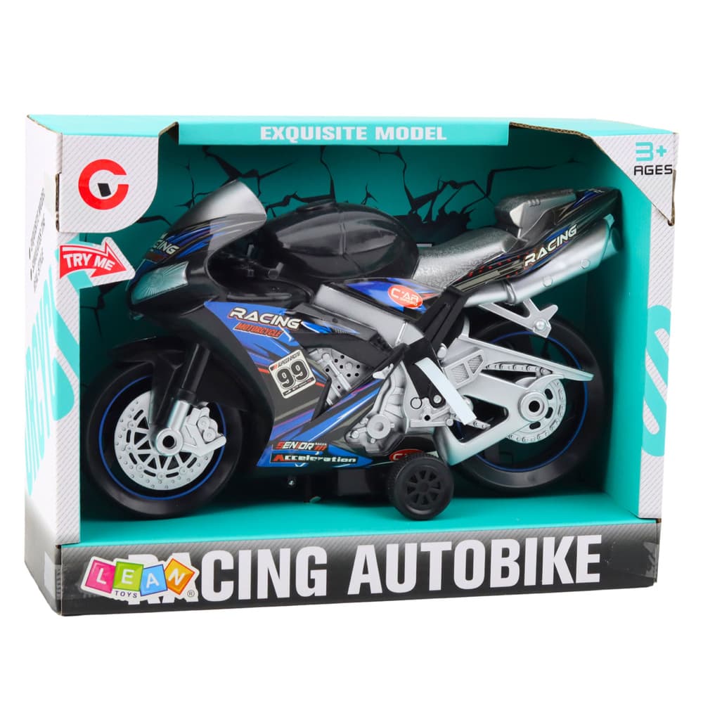 Dirkalni motor Lean Toys, naprava, luči, zvoki, črno-moder 4
