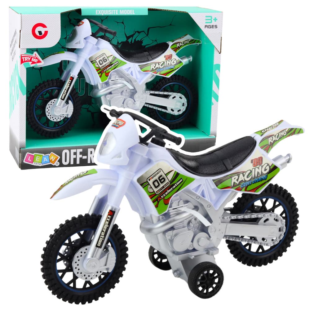 LEAN TOYS Motocross motor beli off-road z lučmi in zvoki