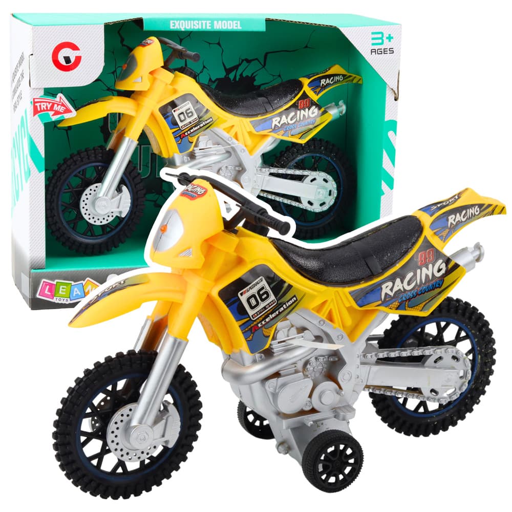 LEAN TOYS Motocross motor rumeni off-road z lučmi in zvoki
