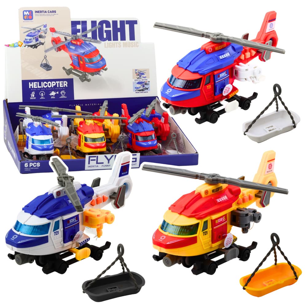 Reševalni helikopter Lean Toys, nosila, kljuka, vitlo, luči, zvoki