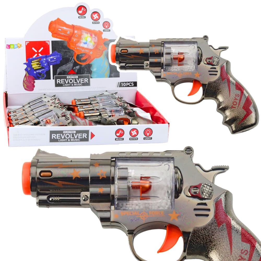 Igrača pištola LEAN TOYS - revolver z gibljivimi kroglicami, lučmi in zvoki