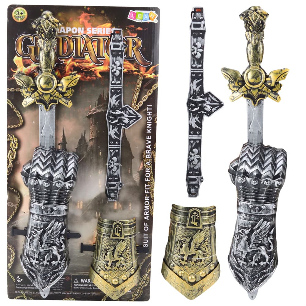LEAN TOYS Viteški set Gladiator: meč, ščitniki za roke in pas