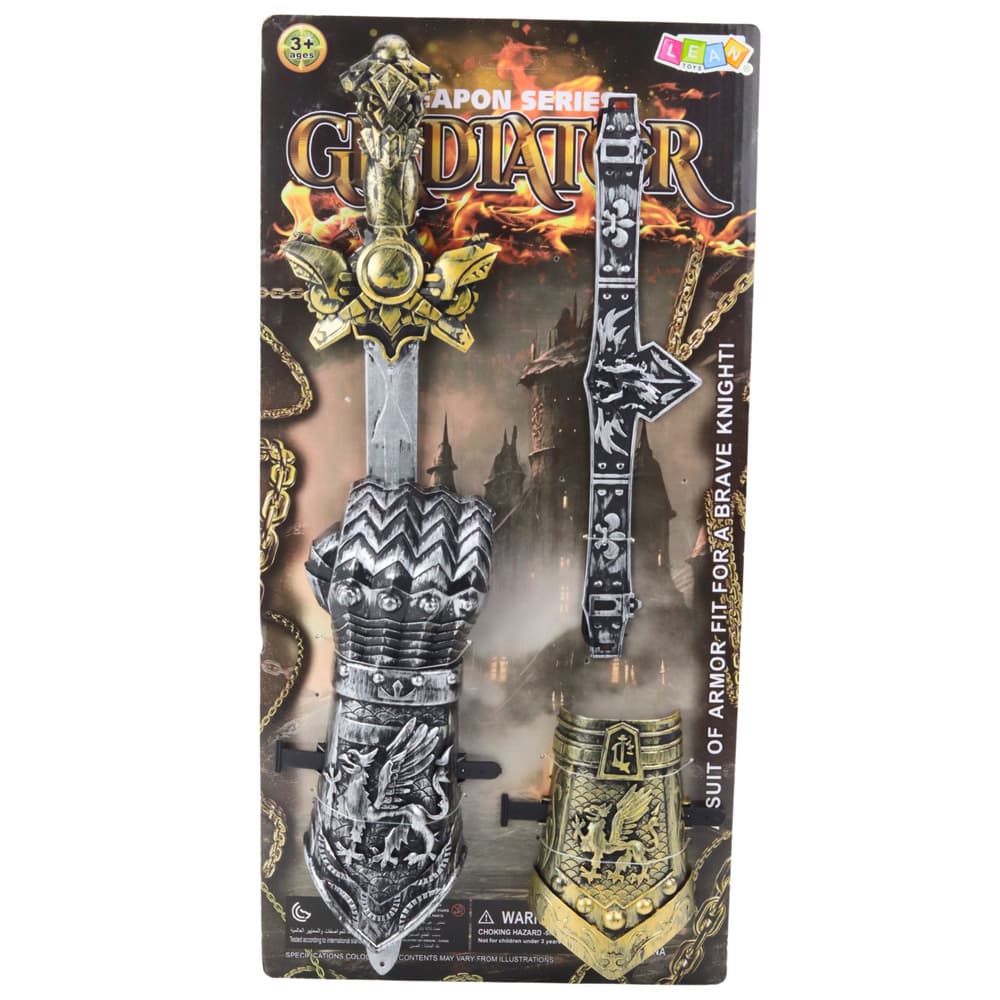 LEAN TOYS Viteški set Gladiator: meč, ščitniki za roke in pas 3