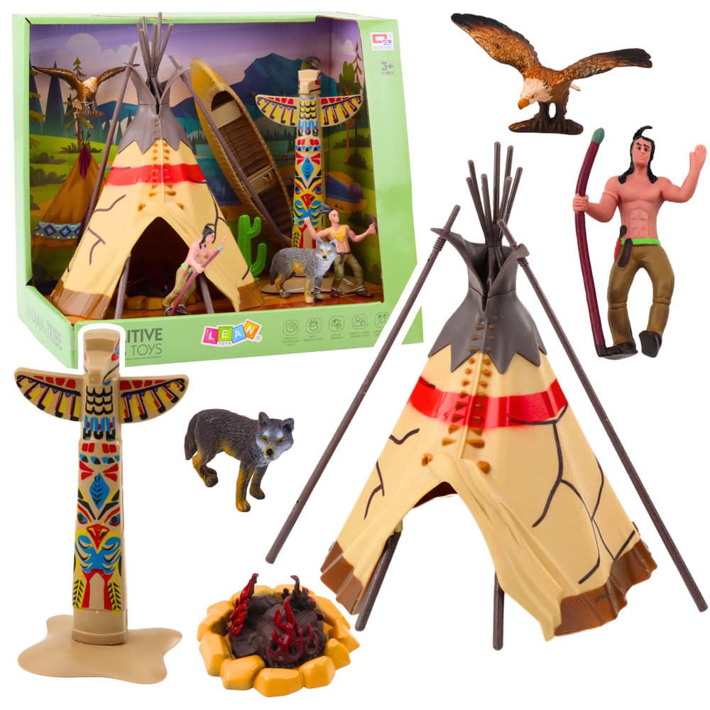 Indijanski Komplet z Vasi - Tipi, Totem, Ognjišče