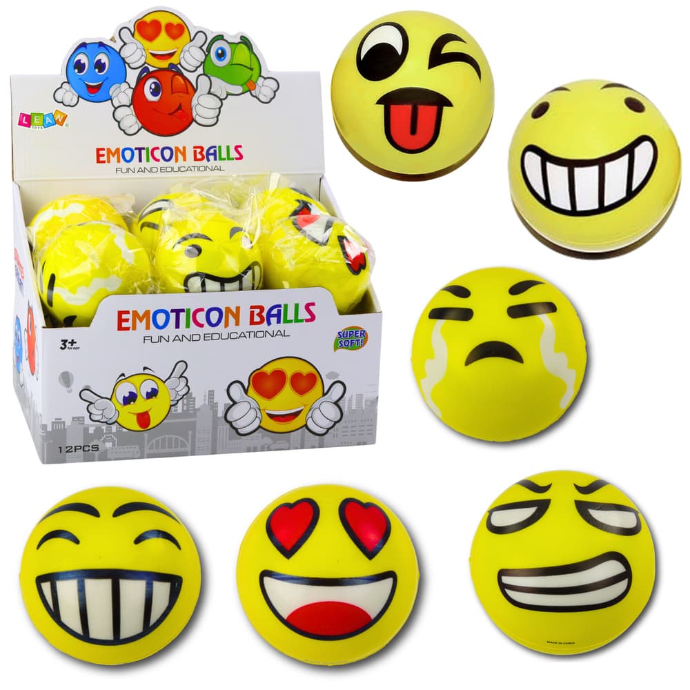 Plišasta žoga z emotikoni LEAN TOYS, rumena, 10 cm