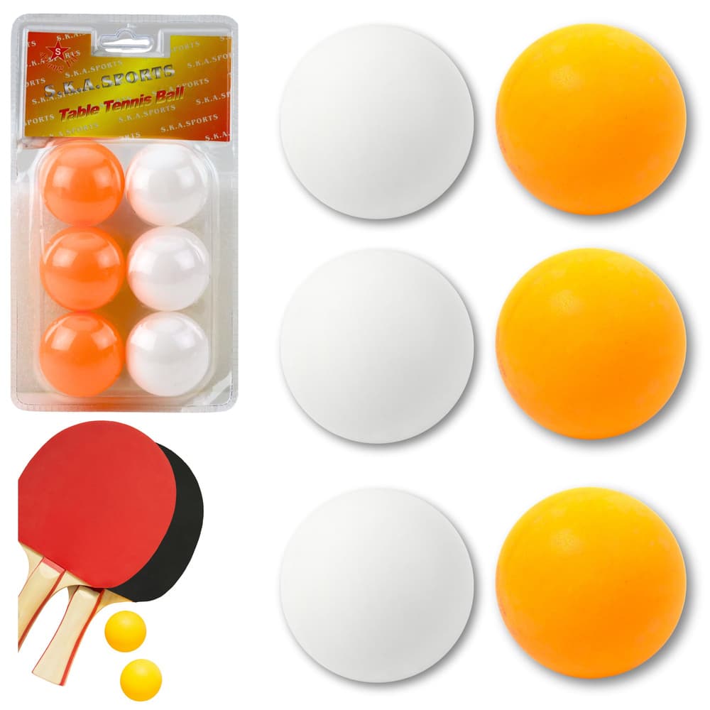 LEAN TOYS Žogice za namizni tenis, 6 kosov (bela/oranžna)