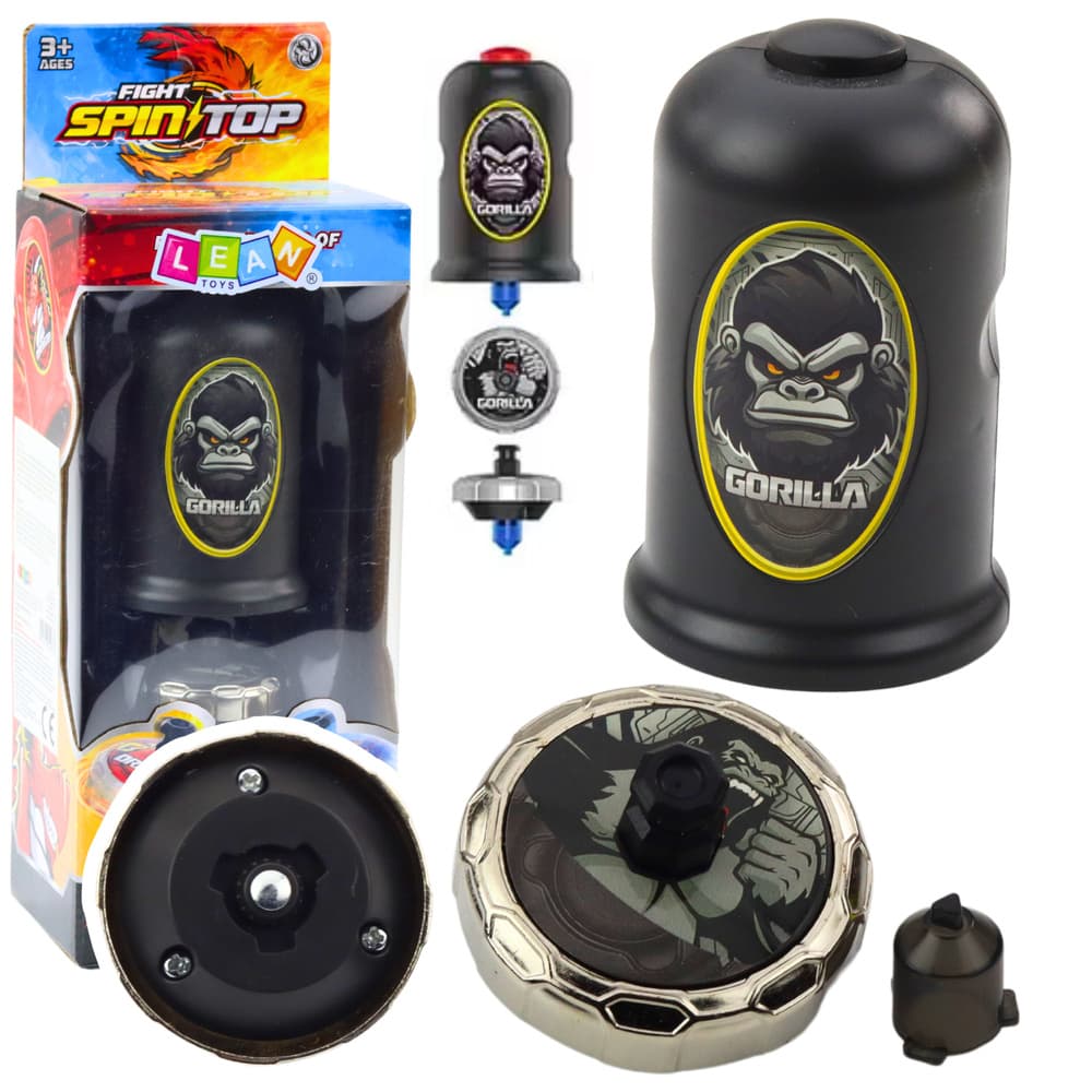 LEAN TOYS komplet za vrtenje: izmetač z vrtavko - Goryl