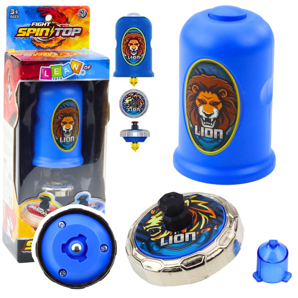 LEAN TOYS komplet za vrtenje: izmetač z vrtavko - Lev