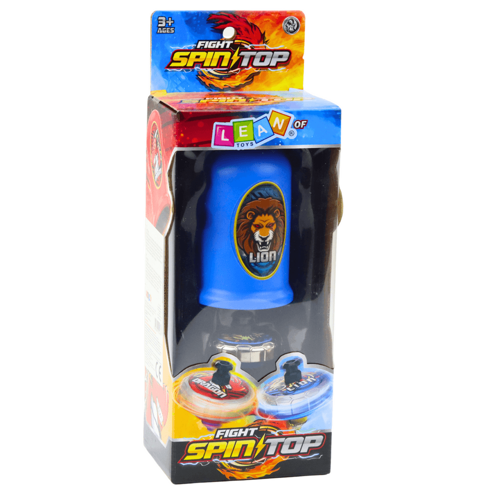 LEAN TOYS komplet za vrtenje: izmetač z vrtavko - Lev 4