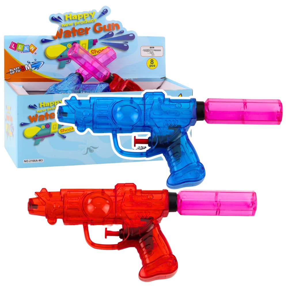 Samopralni vodni pištoli LEAN TOYS (rdeča/modra, domet 8m, 23cm)