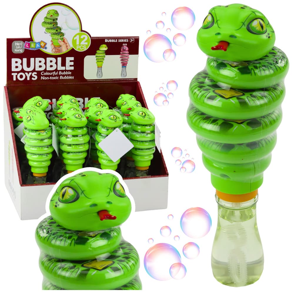 Mehurčki iz mila LEAN TOYS - mehanska kača, 2v1, zelena