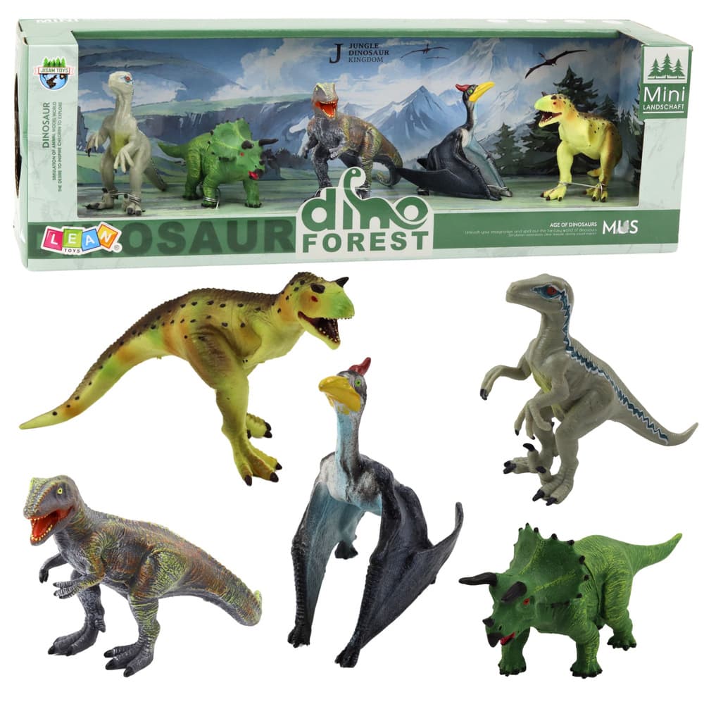 Set 5 realističnih figuric dinozavrov Dino Forest