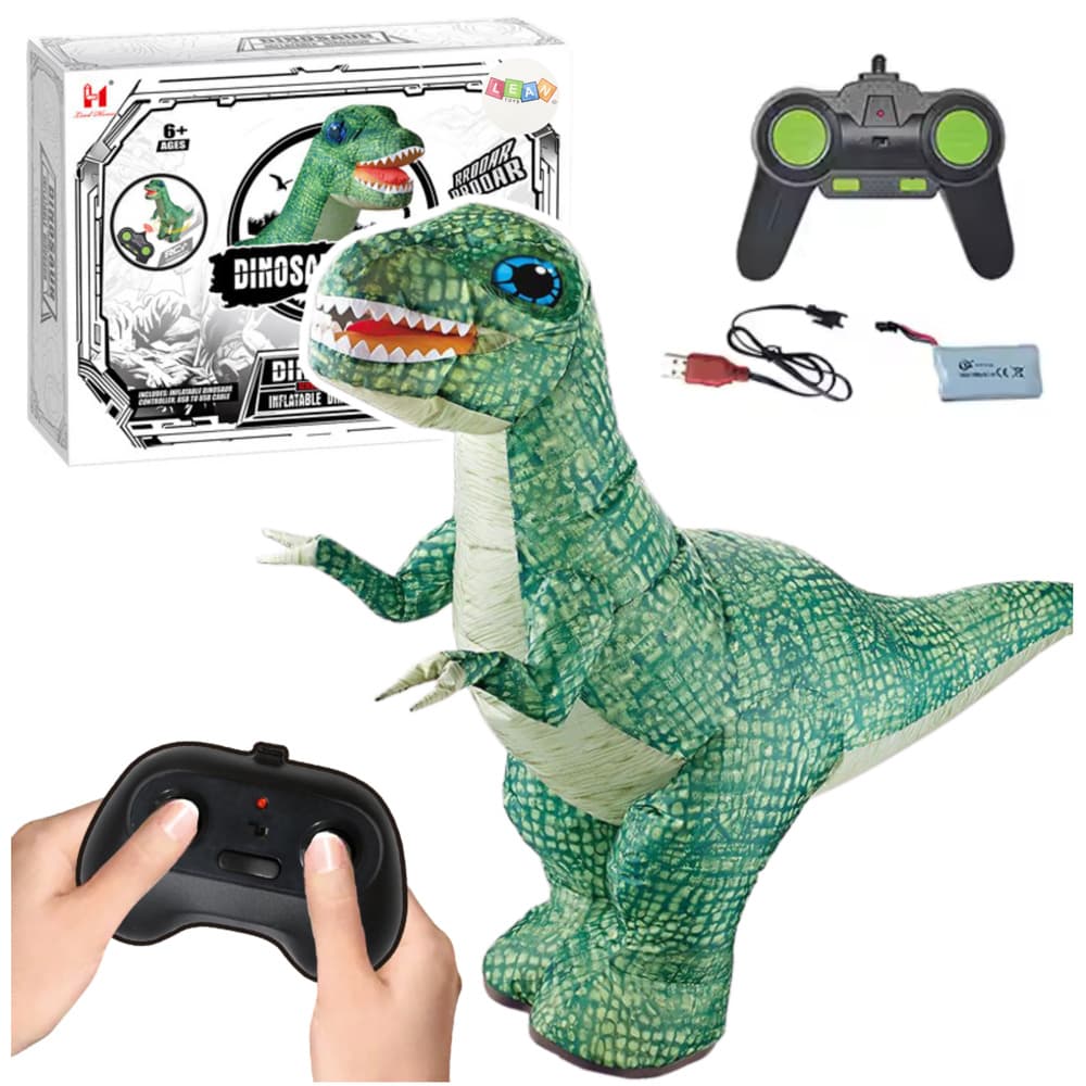 Velik napihljiv dinozaver LEAN TOYS - na daljinsko vodenje, RC, zelen