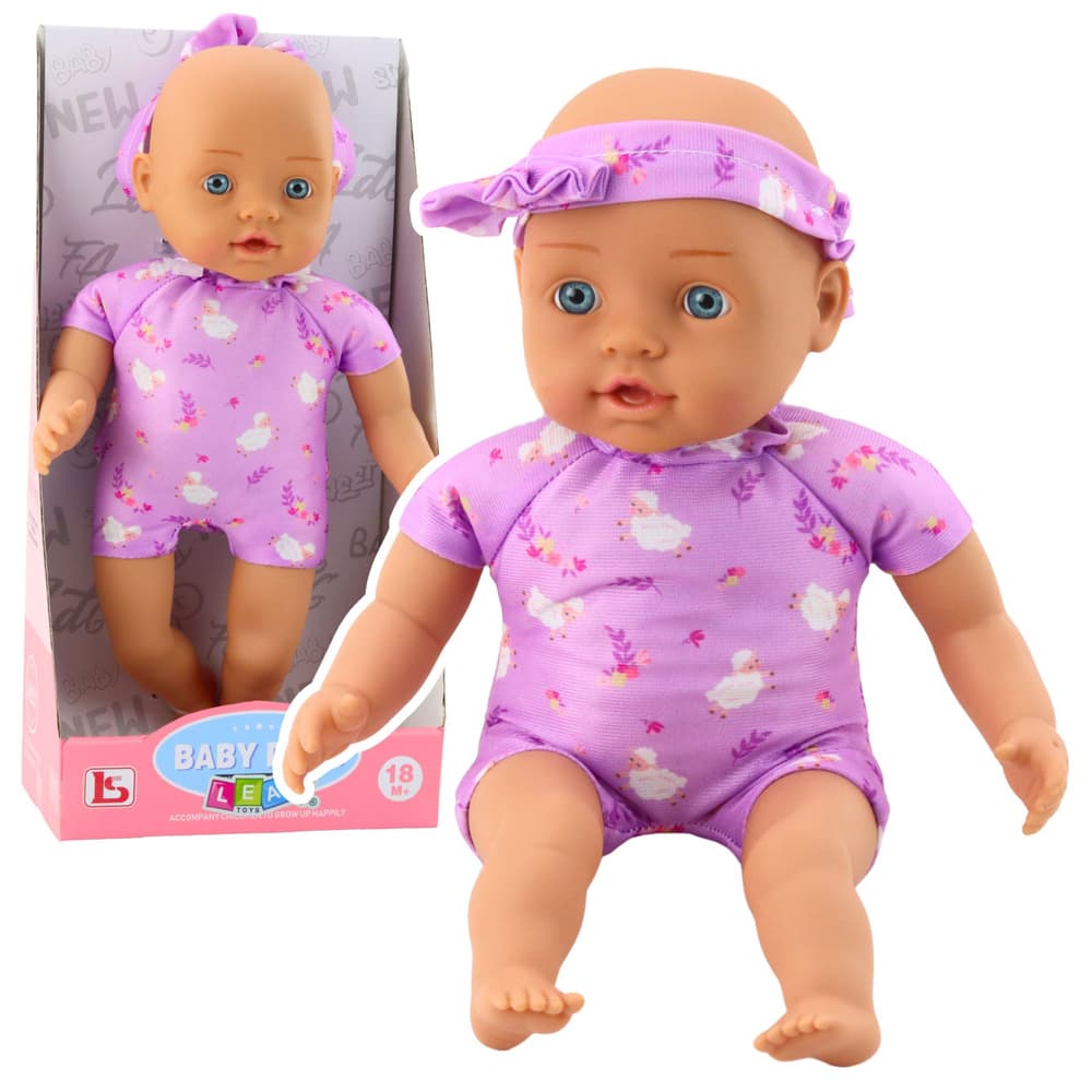 Doketna lutka malčka LEAN TOYS v vijoličnem bodiju, 31 cm