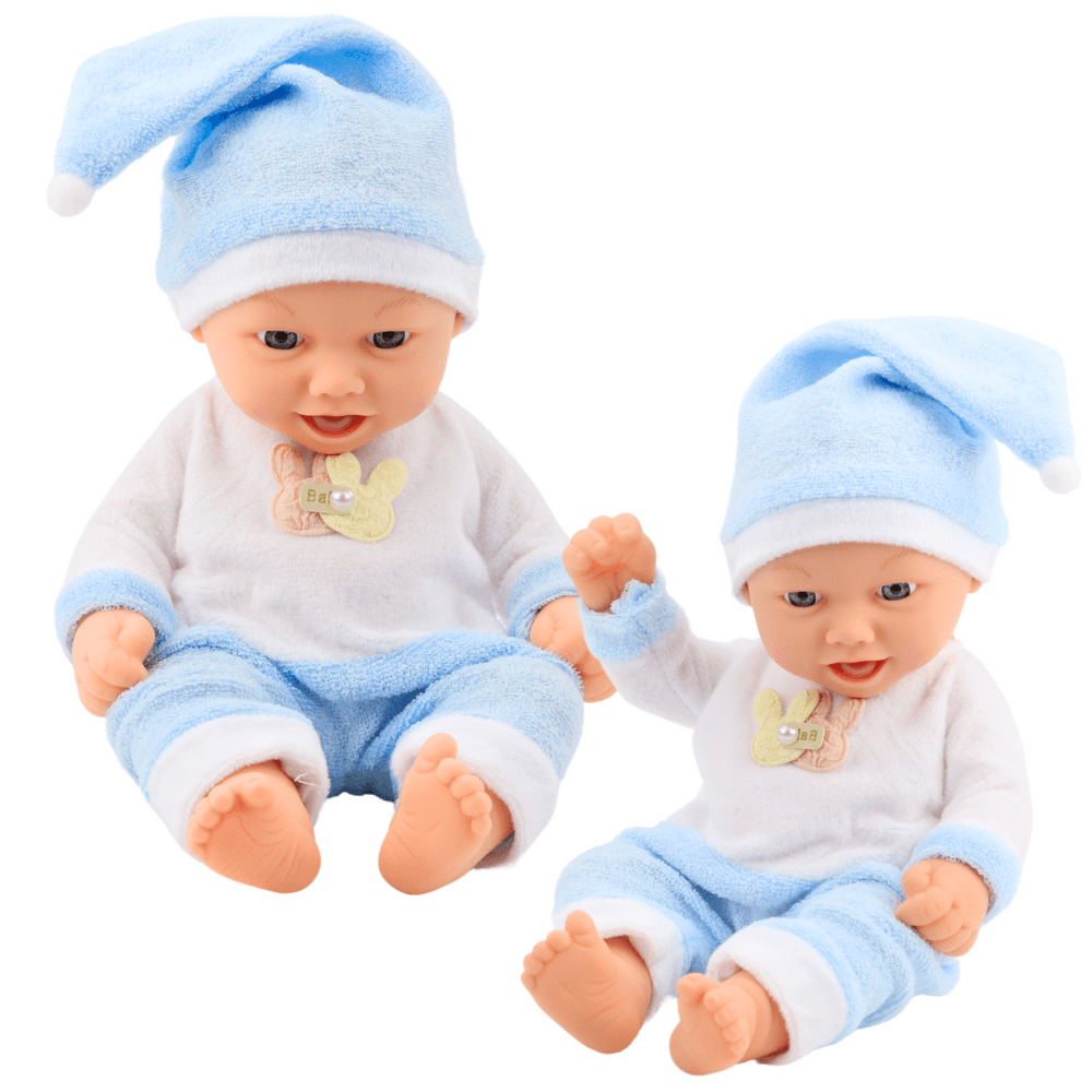 LEAN TOYS punčka dojenček v modri pižami in s kapico