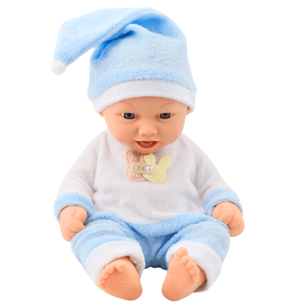 LEAN TOYS punčka dojenček v modri pižami in s kapico 2
