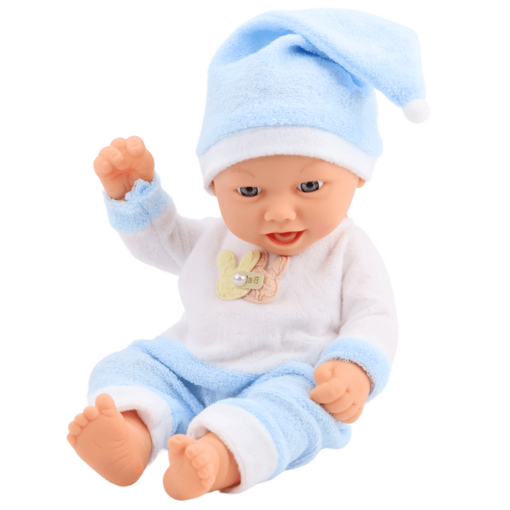 LEAN TOYS punčka dojenček v modri pižami in s kapico 3