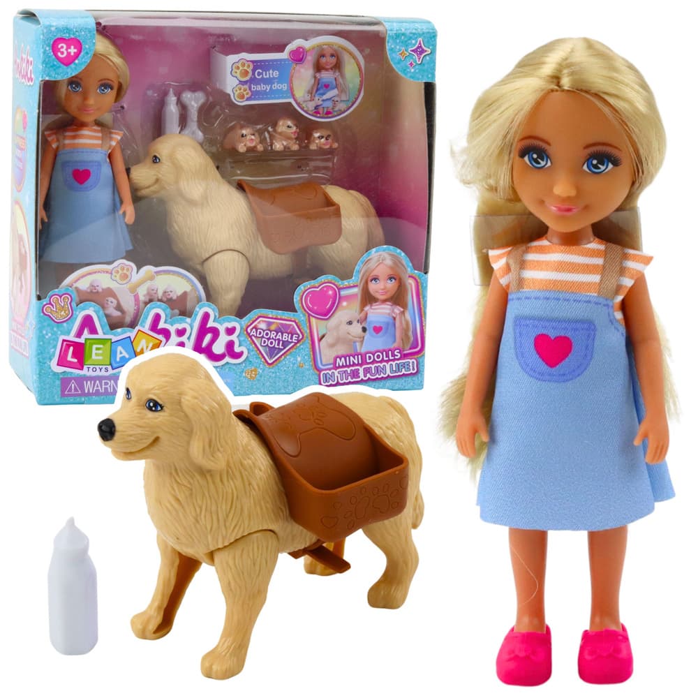 Mini lutka LEAN TOYS Ankiki s psičkom in mladiči, 13 cm