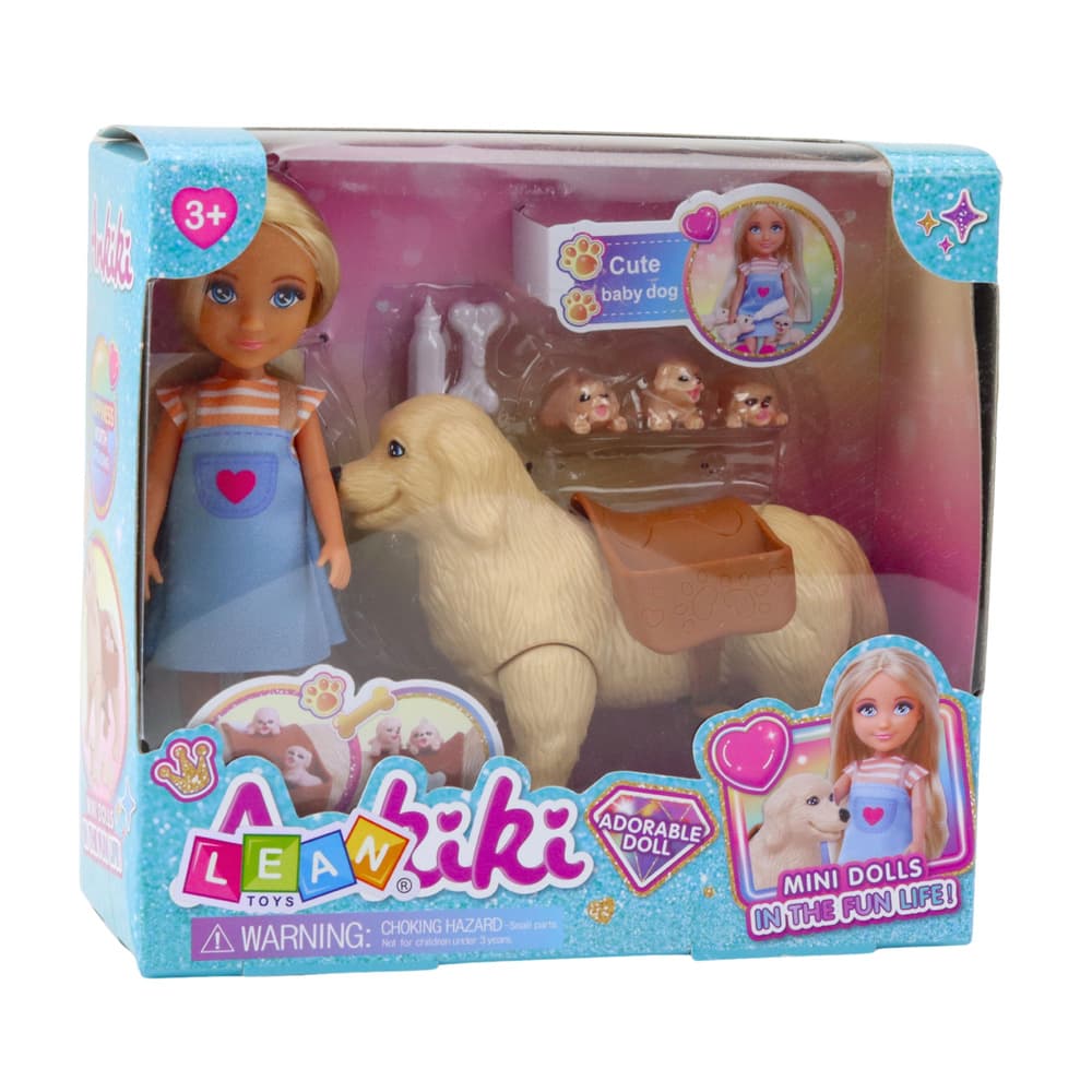 Mini lutka LEAN TOYS Ankiki s psičkom in mladiči, 13 cm 4
