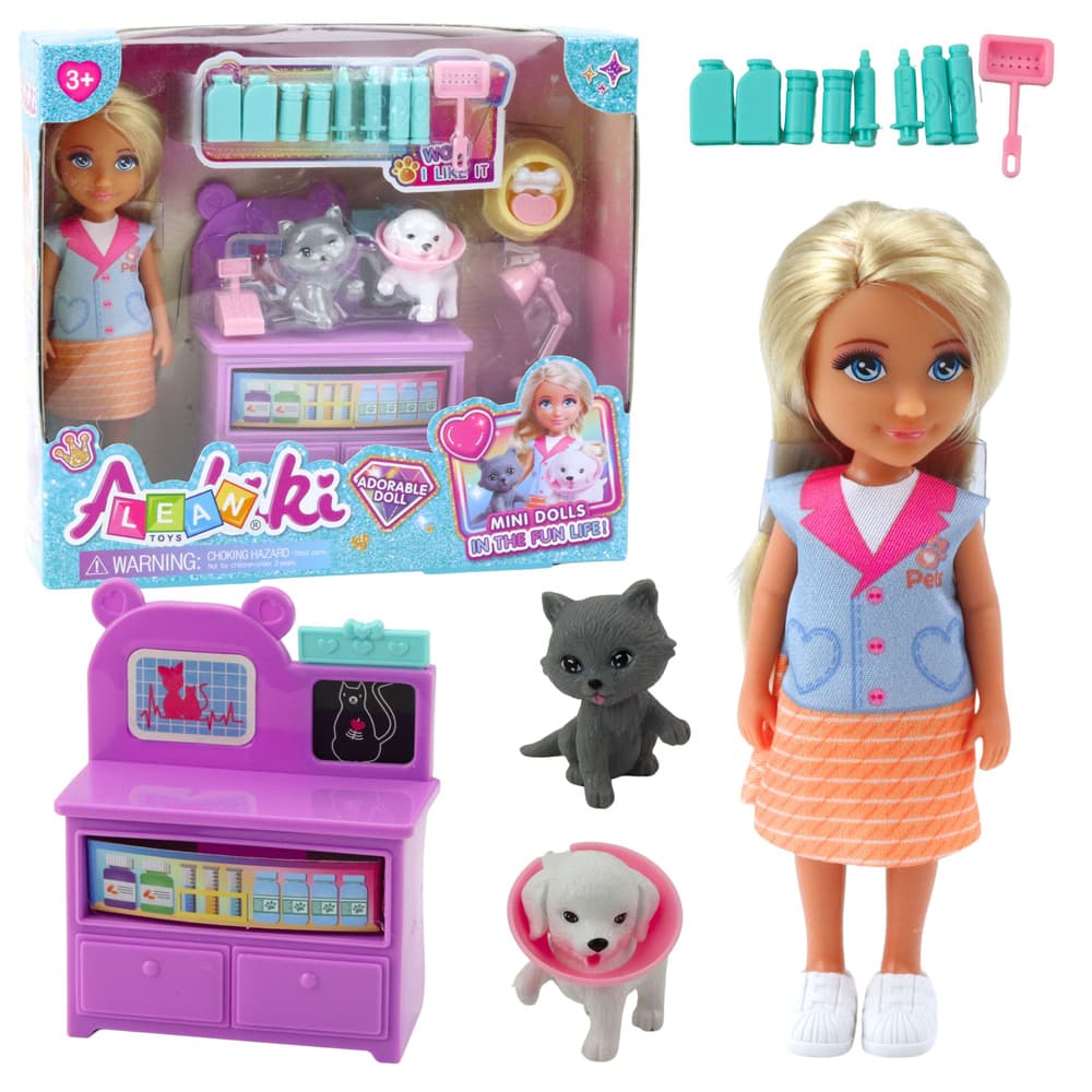 Mini lutka LEAN TOYS Anlily Veterinar s priborom za zdravljenje živali