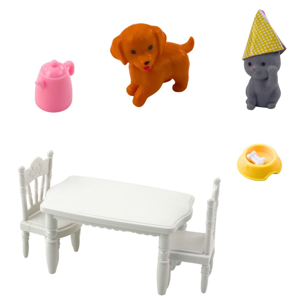 LEAN TOYS Set za rojstni dan z lutko, živalmi in dodatki 2