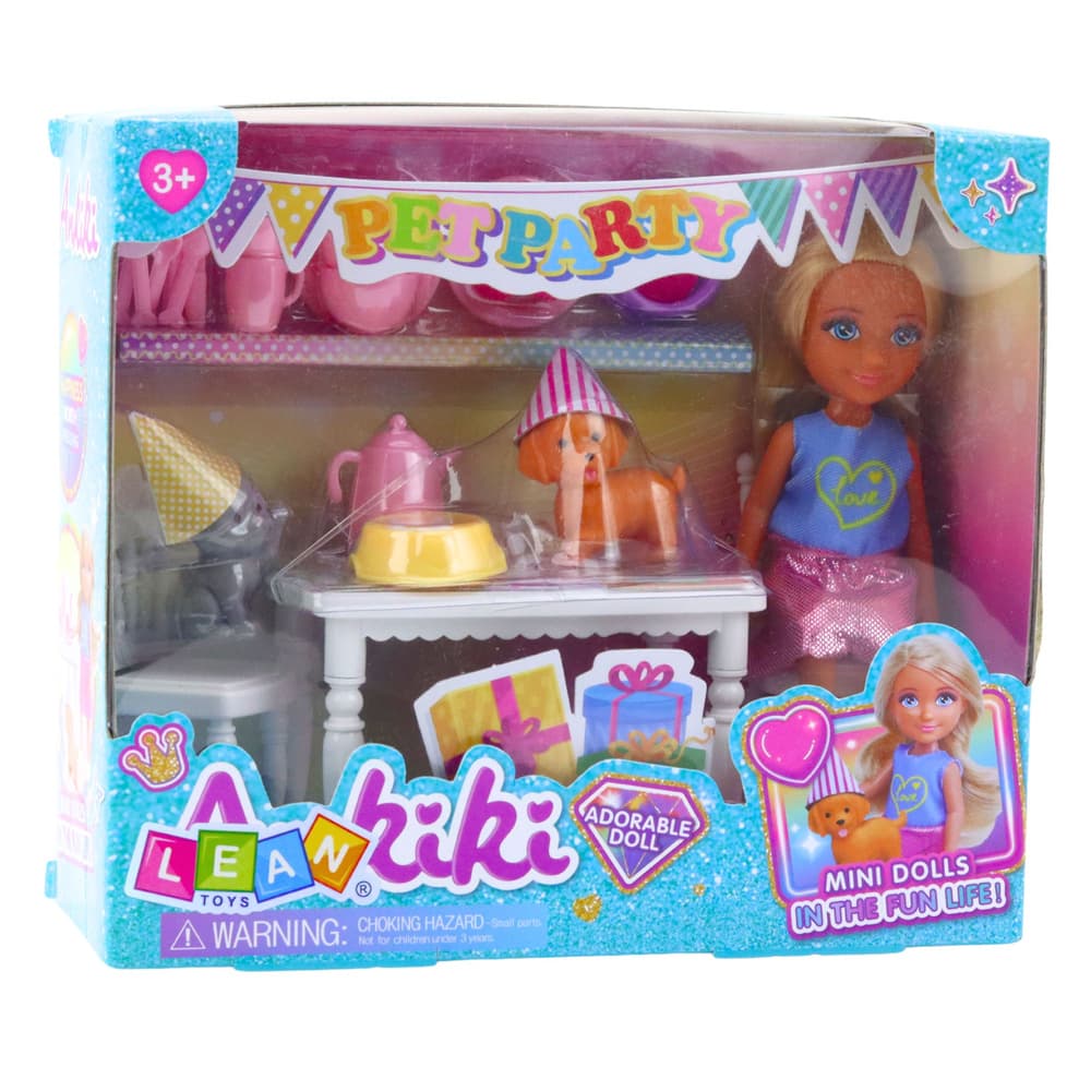 LEAN TOYS Set za rojstni dan z lutko, živalmi in dodatki 4