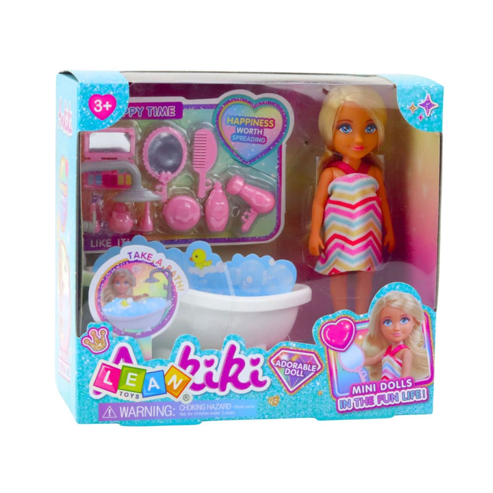 Mini lutka LEAN TOYS Ankiki z banjo in dodatki za nego 4