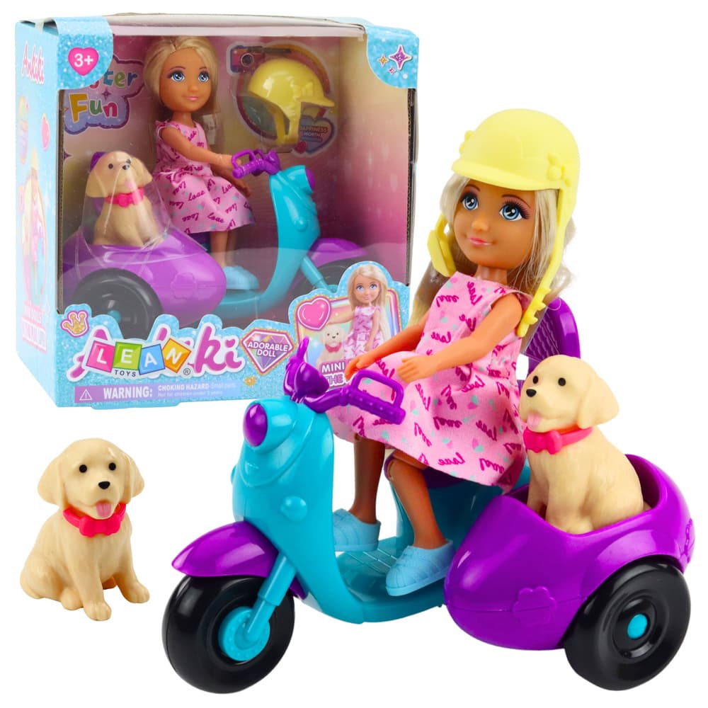 Mini lutka LEAN TOYS Ankiki na skiroju s psičkom