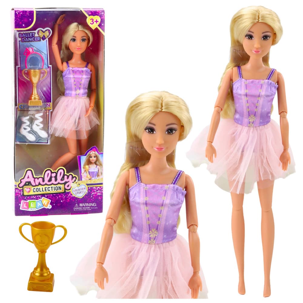 Lutka LEAN TOYS Anlily Balerina v obleki, gibljive okončine, dodatki