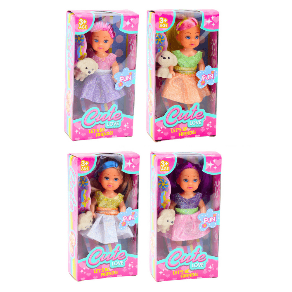 Set mini lutke LEAN TOYS v obleki, s psičkom, mešani modeli 2