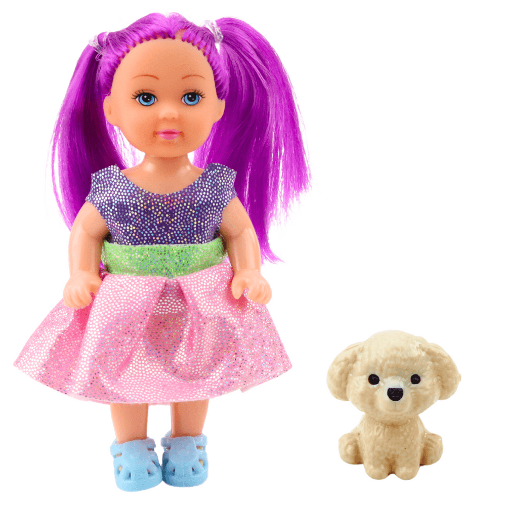 Set mini lutke LEAN TOYS v obleki, s psičkom, mešani modeli 3