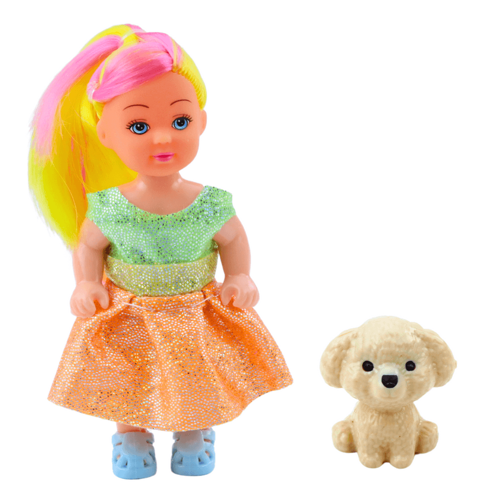 Set mini lutke LEAN TOYS v obleki, s psičkom, mešani modeli 4