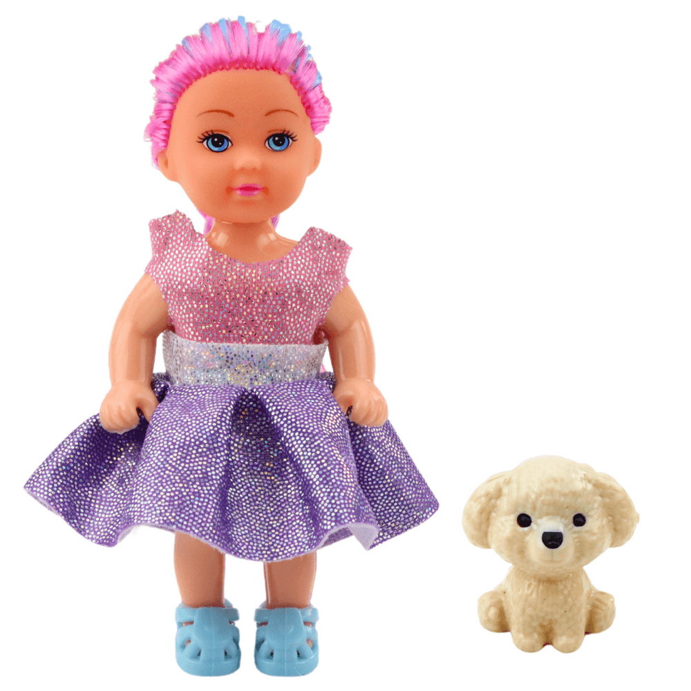Set mini lutke LEAN TOYS v obleki, s psičkom, mešani modeli 5