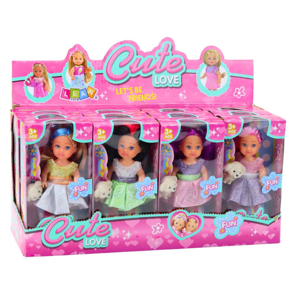Set mini lutke LEAN TOYS v obleki, s psičkom, mešani modeli 7