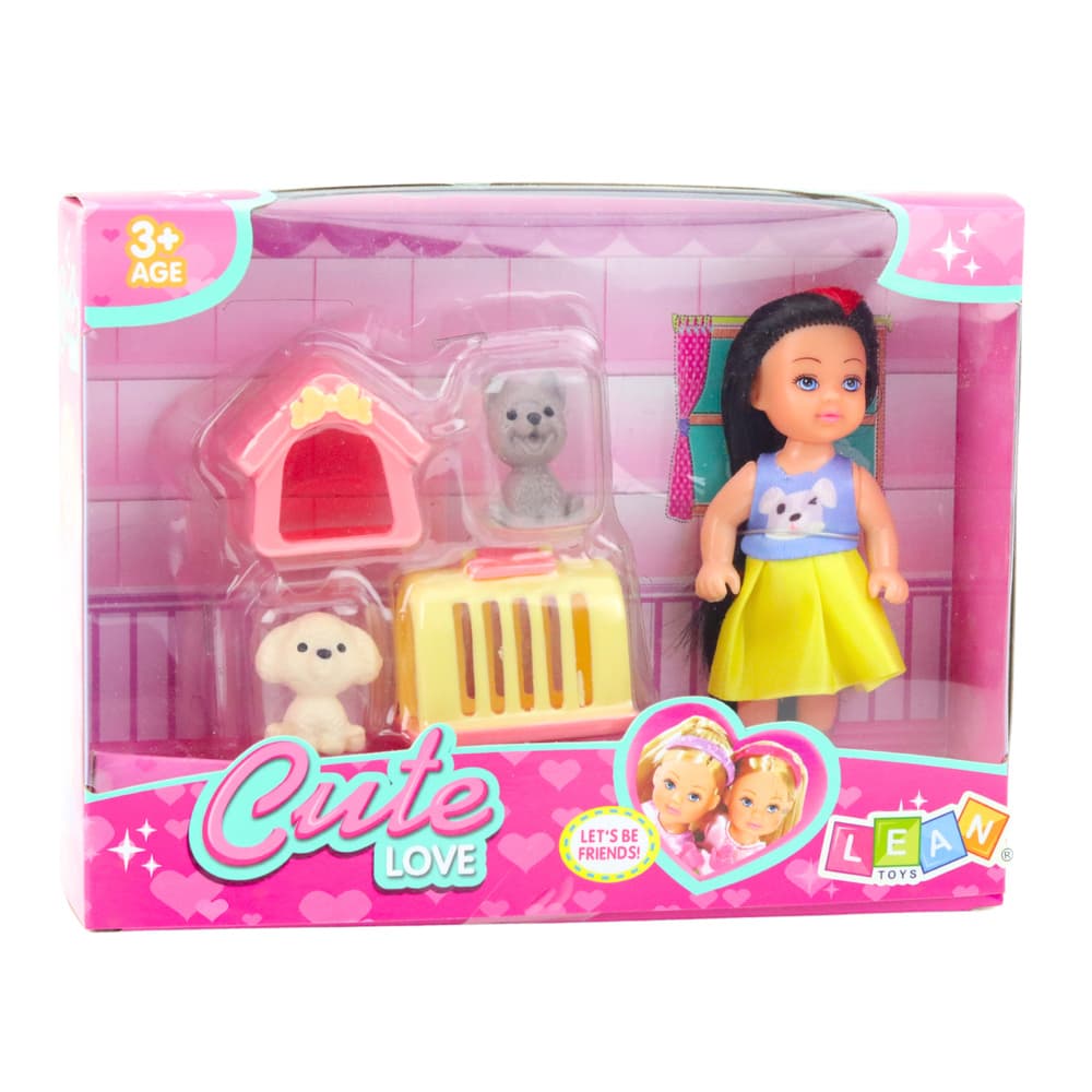Set mini lutke LEAN TOYS s psičkom, psičko hiško in transporterjem 3