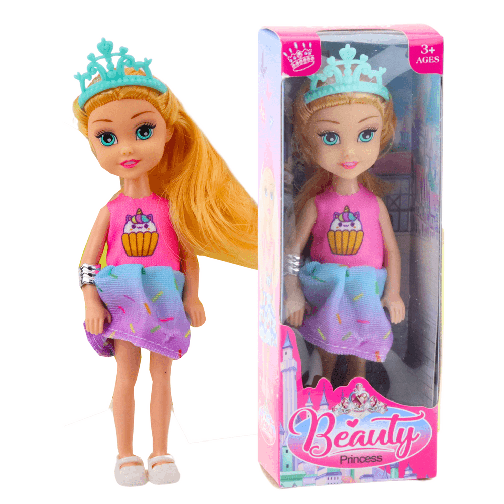 LEAN TOYS Mini punčka princeska s krono (14 cm) 3
