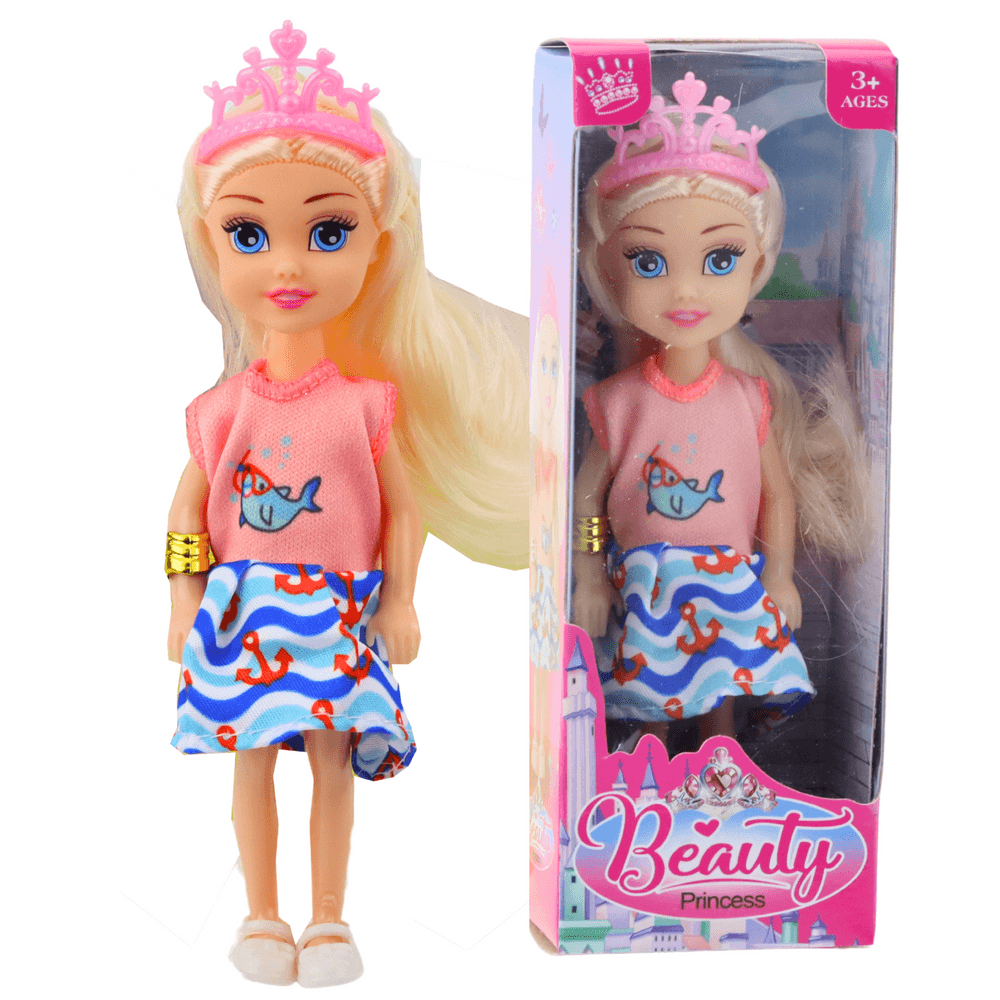 LEAN TOYS Mini punčka princeska s krono (14 cm) 5