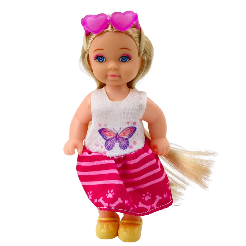 Mini lutka LEAN TOYS s psičkom, šotorom in dodatki, 12 cm 2