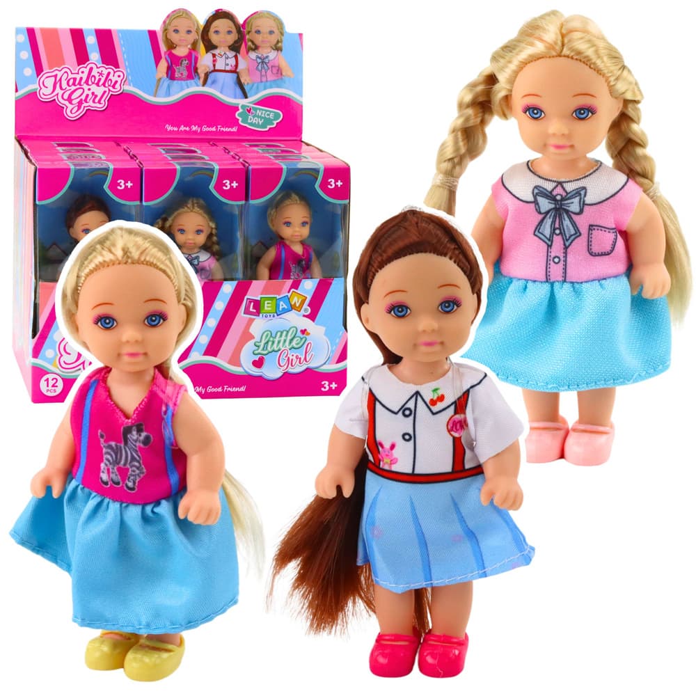 LEAN TOYS mini punčka Kaibibi, 12 cm, dolgi lasje, pisana obleka